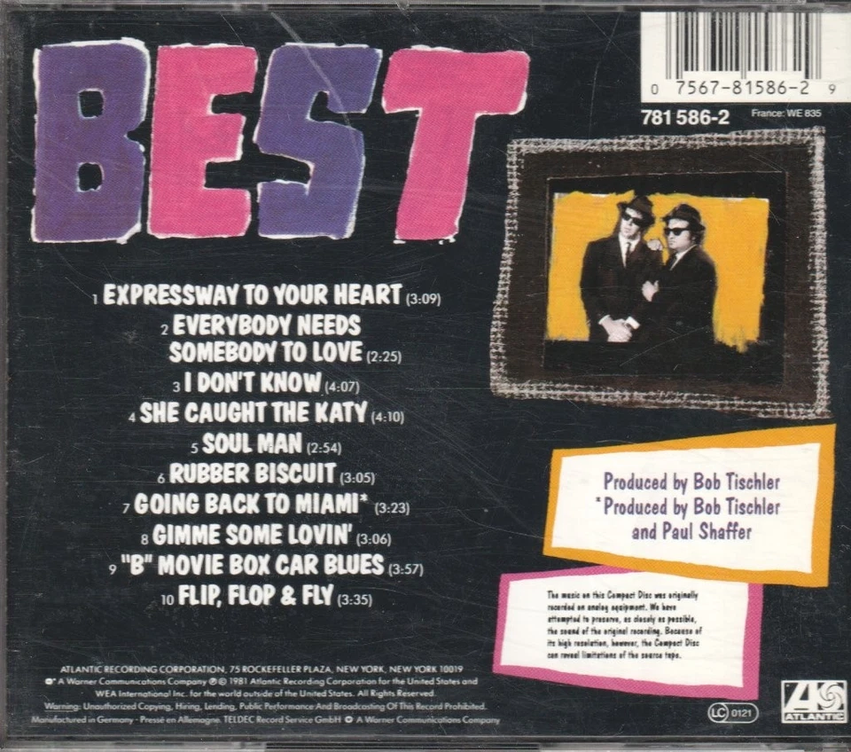 Blues Brothers Best Of The CD Europa Atlantic 1989 7567815862 - Bild 2 von 3