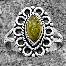 Natural Peridot Rough 925 Sterling Silver Ring s.8 Jewelry R-1256