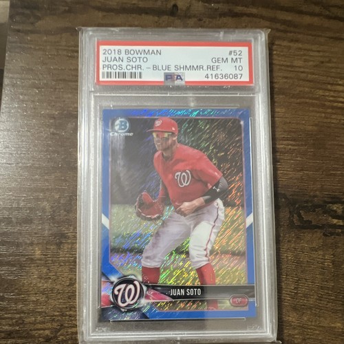 2018 Bowman Juan Soto Chrome Prospects Blue Shimmer Refractor BCP52 /150 PSA 10