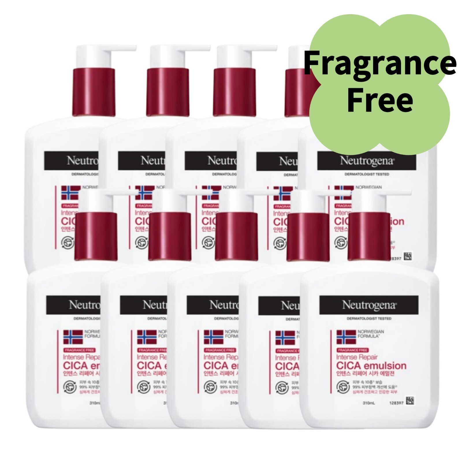 Neutrogena Intense Repair Cica Emulsion 10.48oz 10-Pack Fragrance Free Fast Shipping