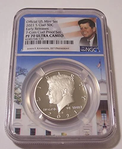 2021 S Clad Kennedy Half Dollar Proof PF70 UC NGC ER White House Frame Holder