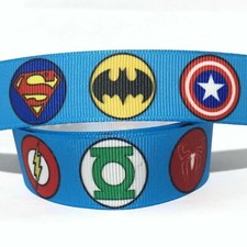 GROSGRAIN RIBBON 5/8", 7/8", 1.5", 3" Heroes Flash Batman Superman Printed