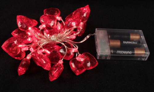 Lights Heart Valentines Day Decor 25 LED Cut Red Fairy String Battery Home Decor - 第 1/6 張圖片