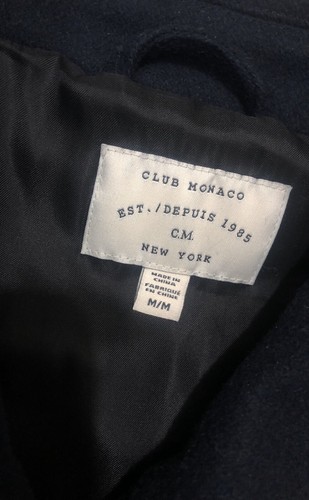 Club Monaco Letterman Jacket In Wool Two-Toned Navy/Black Size Medium - Picture 4 of 6
