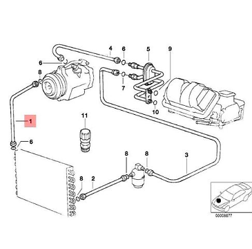 BMW Z3 Roadster M E36 Compressor-Condenser Pressure Hose 