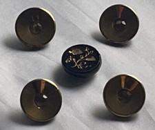 Vintage Black Glass Gold Rhinestone Czech Glass Buttons 42-14