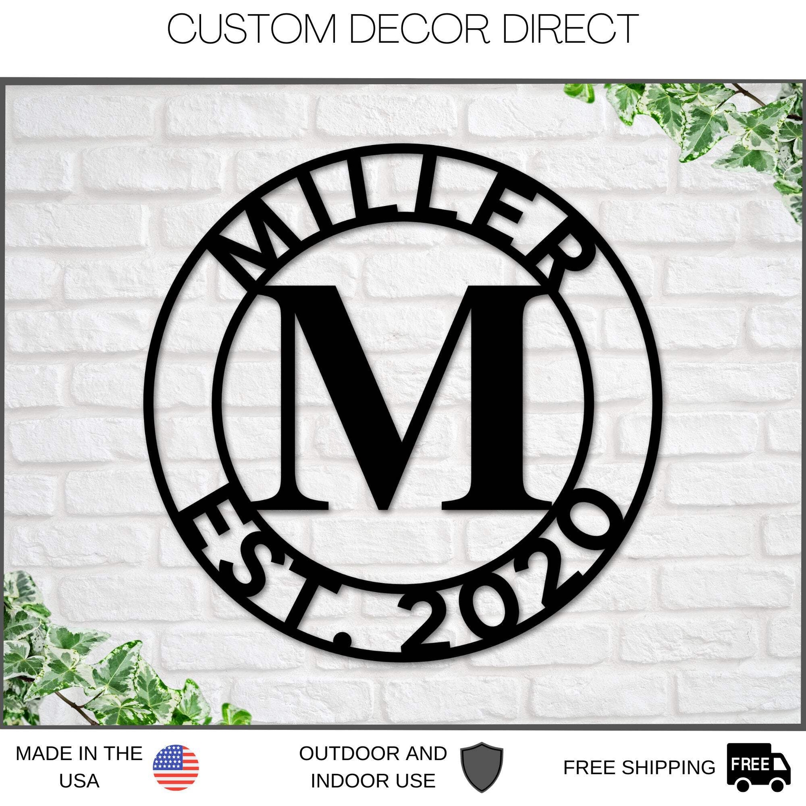 Last name Established Sign, Last name Sign Metal, Personalized, Last name Monogr