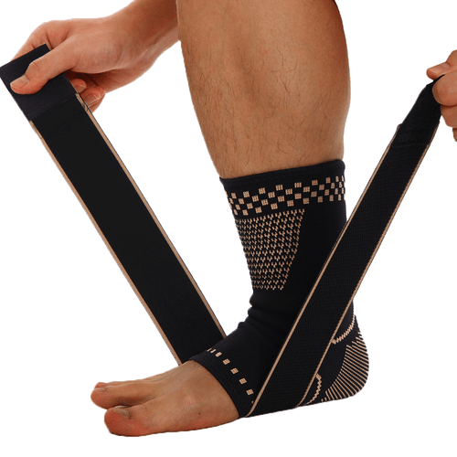 COPPER Compression Ankle Brace Foot Heel Sleeve Arthritis Pain Relief Support - Picture 12 of 15