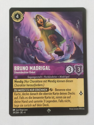 Disney Lorcana Karte Bruno Madrigal - Unentdeckter Onkel 39/204 4URS Episch DEU