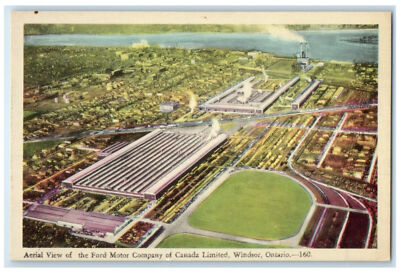 #ad c1940#x27;s Aerial View of the Fort Motor Company of Canada Ltd. Windsor Postcard $8.97