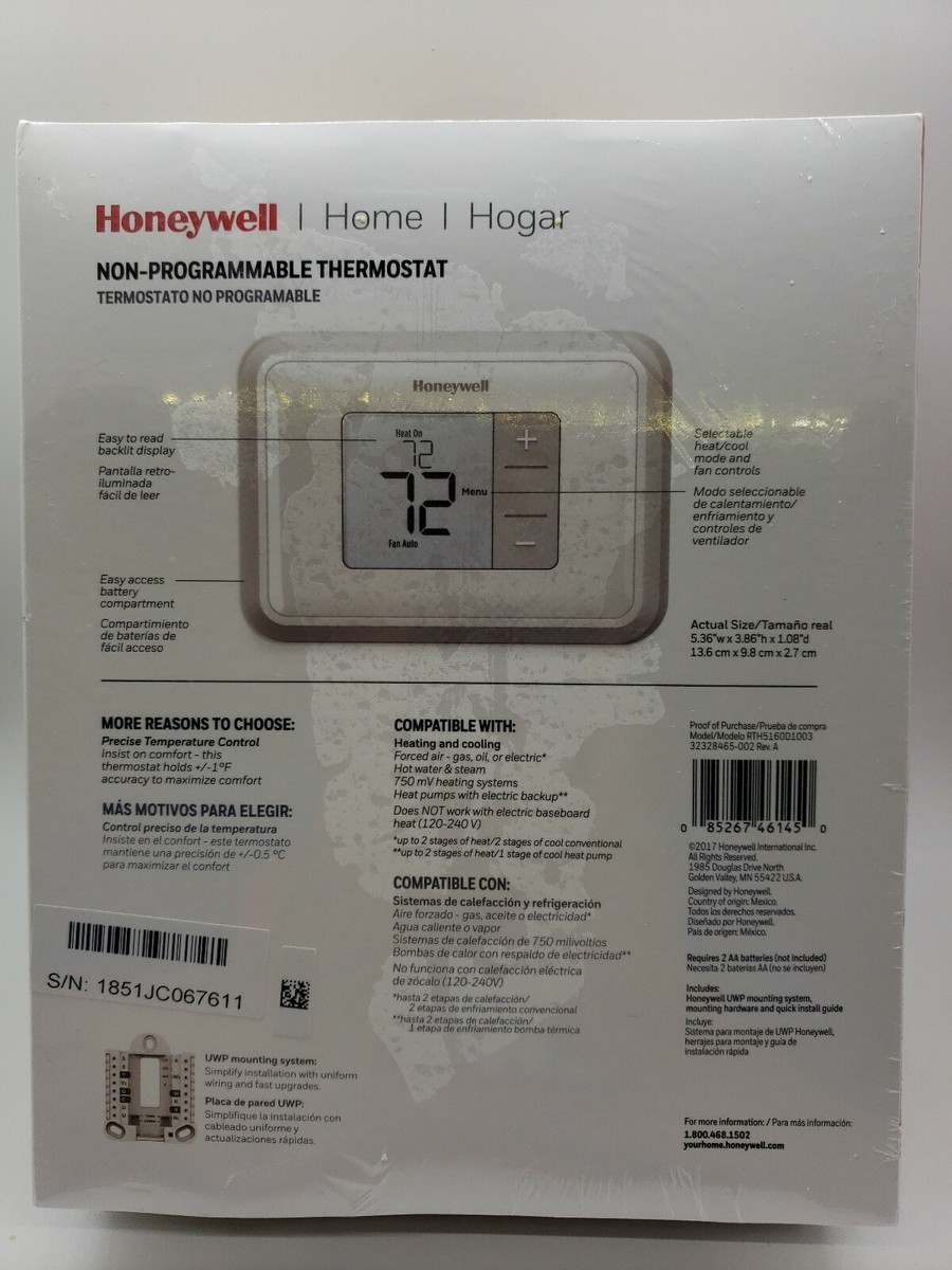 Honeywell (RTH5160D) - T2 | Non-Programmable Thermostat - White - New | eBay