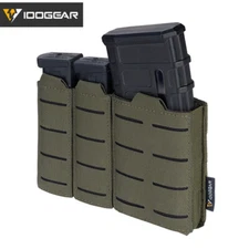 IDOGEAR Tactical Triple Mag Pouch Mag Carrier 9mm 5.56 Molle Laser Cut Hunting