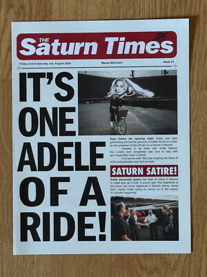Adele in Munich Messe München Saturn Times Zeitung Week Woche 1 TOP-1A 2./3.8.24
