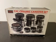 OGGI 7 Piece Black Ceramic Canister Set - New Unused - Open Box