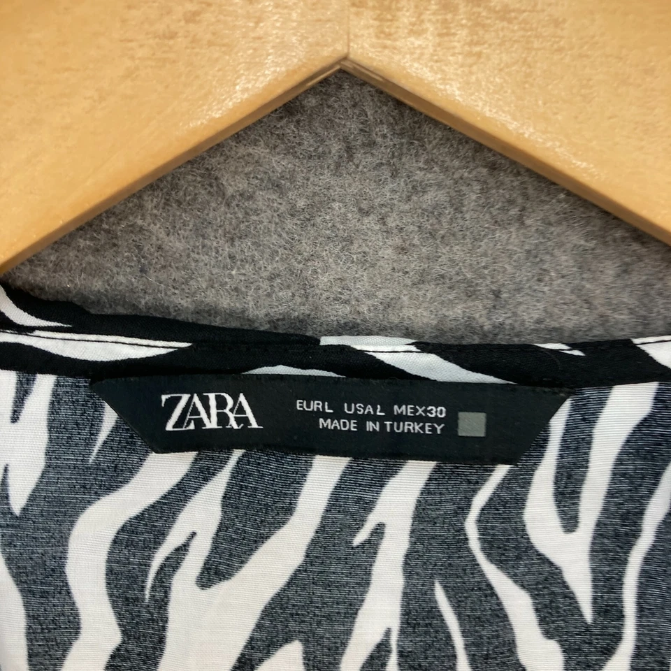 Blusa Camisa Zara Mujer Talla L Grande Estampado Animal Manga Larga Cuello en V 35818 Foto 4 de 4