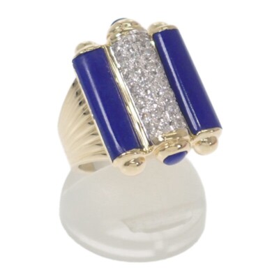 Designer Jewelry Ring K18 Yellow Gold Size US Diamond Lapis