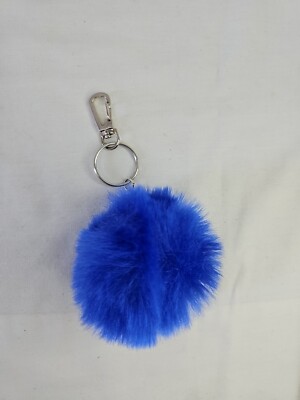 Blue Pom Pom Keychain Fluff Ball 3'' Soft Fuzzy Excellent Condition!