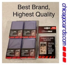 100 Ultra Pro Tobacco Sized Card Toploaders & 100 Sleeves (NOT for Regular Card)