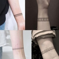 2 Pcs Arm Wrist Leg Circle Fake Temporary Tattoo Stickers Boho Tribal Armband