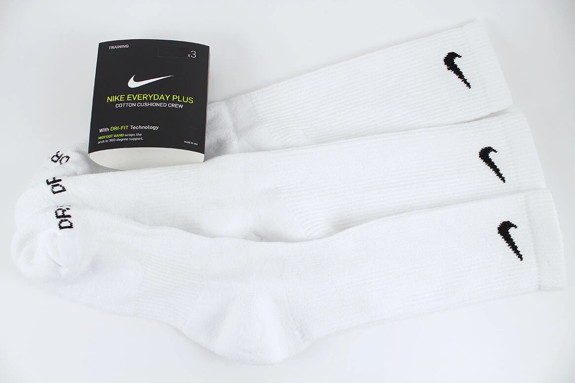 Nike Everyday Plus Cushioned x 3 Socks - White/Black