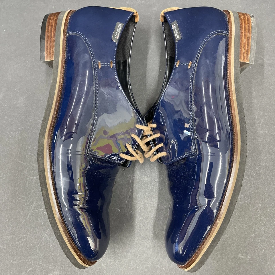 Mephisto Lace Up Oxford Patent Leather Blue Navy Tan Men’s 6.5 Women’s 9 - Image 4 of 4