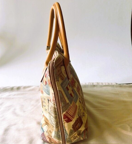 Tapestry Handbag Purse Tan 13 x 10 x 5 in Unmarked read - Picture 8 of 13