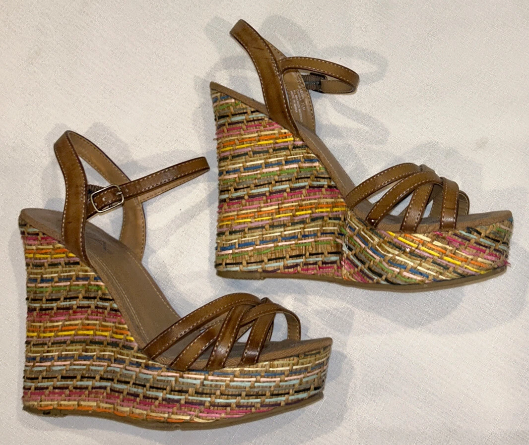 Tan platform slides best sale