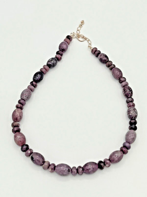 Gorgeous Jay King DTR Sterling Silver Polished Purple Stone Necklace 20''