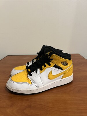 Nike Air Jordan 1 Basketball 5Y Mid GS University Gold Black White 554725-170