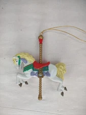 Vintage 1992 Mistletoe Magic Collection Christmas  Carousel Horse Ornament W/Box