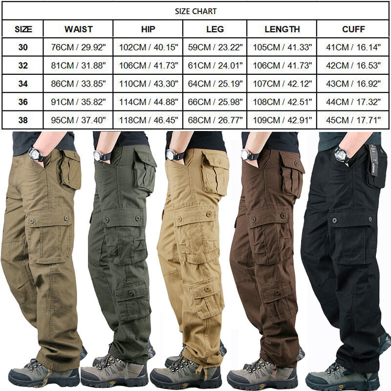 Men's Cotton Multi-Pockets Work Pants Tactical Outdoor Military