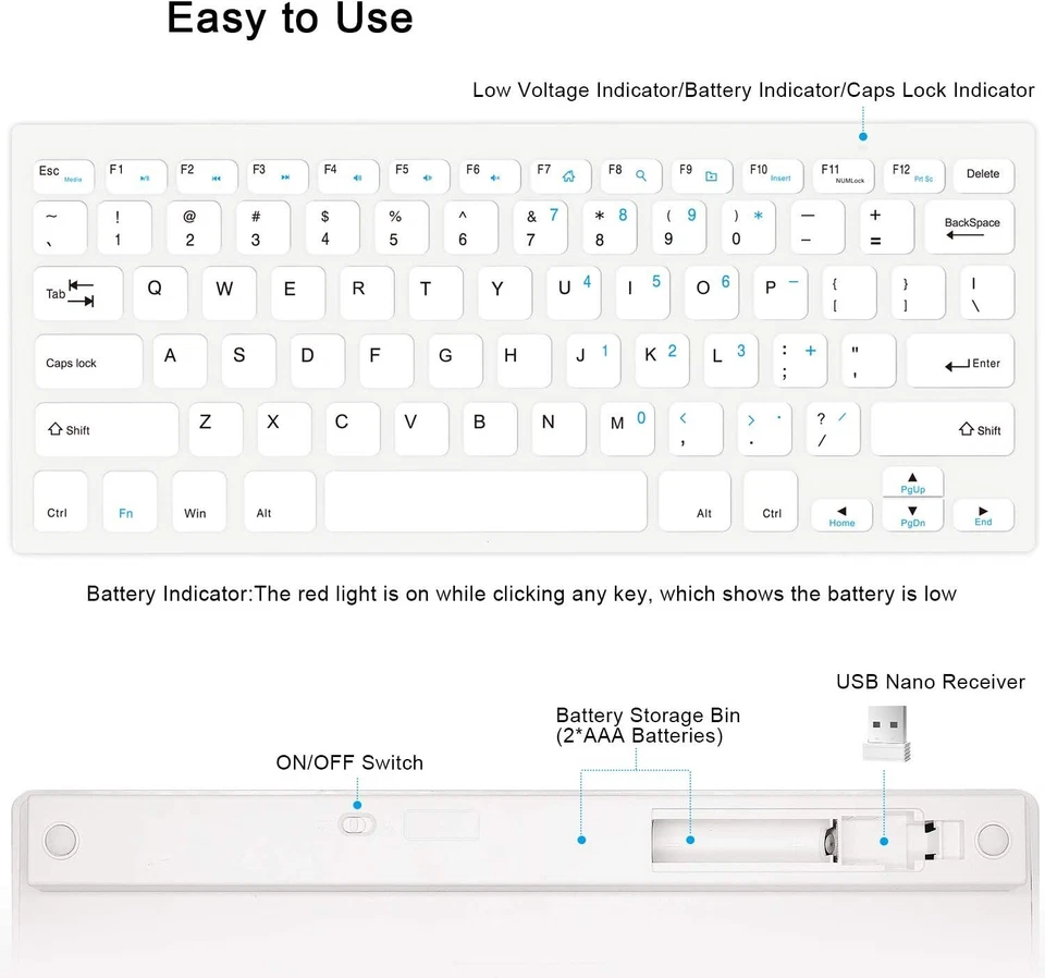 BoYata Wireless Keyboard, Ultra Slim Keyboard with Type-C Converter Compatible - Image 4 of 4