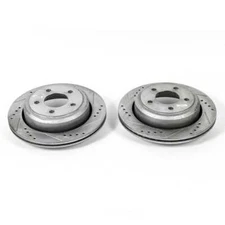 Disc Brake Rotor Set-Rear Drilled, Slotted and Zinc Plated Brake Rotor Pair