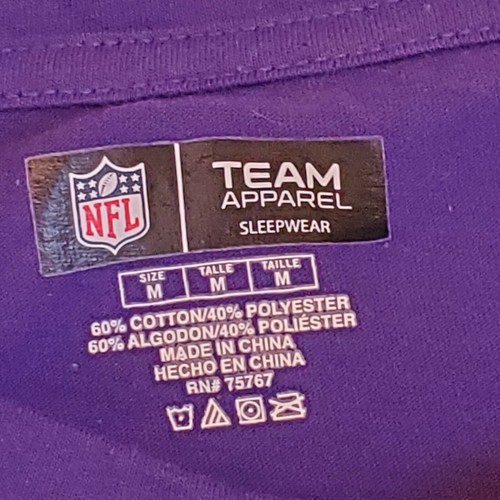 Minnesota Vikings Sleepwear Shirt Mens Size Medium NFL Team Apparel Purple VGUC - Picture 4 of 4