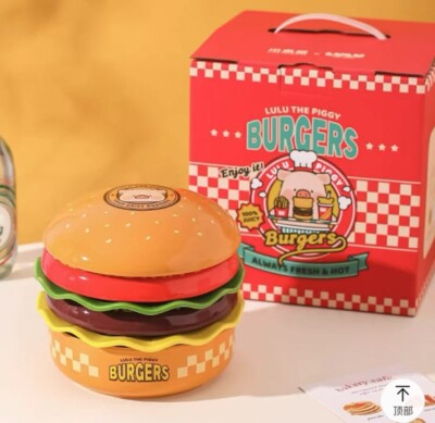 Lulu pig branded ceramic hamburger bowl and plate set can be put into the oven