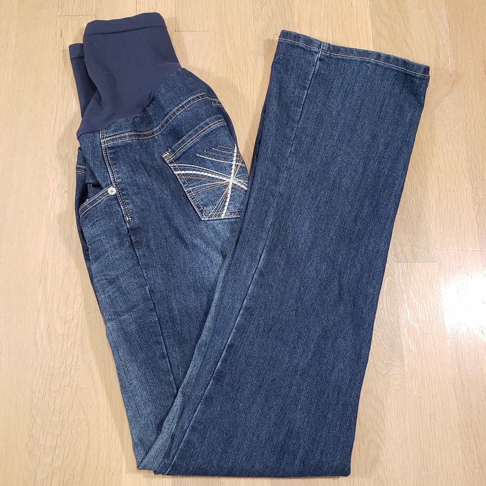 Oh Baby Motherhood Maternity Jeans Medium Blue Bootcut Leg Denim