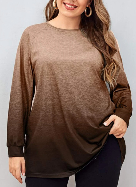 SHEIN Plus Ombre Print Raglan Sleeve Tee 1XL
