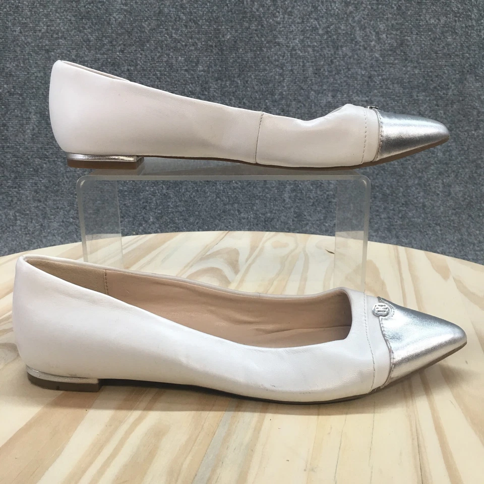 Tommy Hilfiger Shoes Womens 7.5 M Thalia Ballet Flats White Leather Pointed Toe - Image 2 of 4