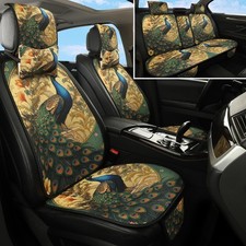 Car Seat Covers Set 5 - Seat Full Set With Headrestpeacock Honeycomb Knit F...