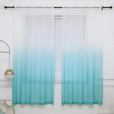 Ombre Sheer Curtains - Rod Pocket 52"W x 84"L (Pack of 2), White & Blue 