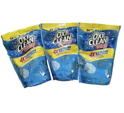 Oxi Clean Dishwasher Detergent 4x Extreme Power Crystals 26ct Each New - 3 Pack