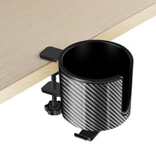 Luxury 2in1 AntiSpill Cup Holder Under Desk Headphone Hanger Racing Carbon
