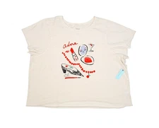 Maeve Anthropologie Shirt Womens 3X Ivory Adore Graphic Cotton Plus Tee NWT