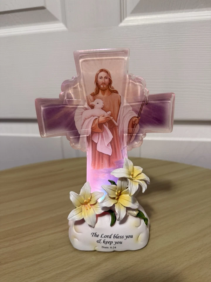 NEW Jesus Cross" The Lord Bless You & Keep You" With Light 2 AAA batteries - Image 2 of 4