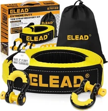 ELEAD Recovery Tow Strap Heavy Duty with Hooks 3" x 30Ft - 36000 LBS Break Stren