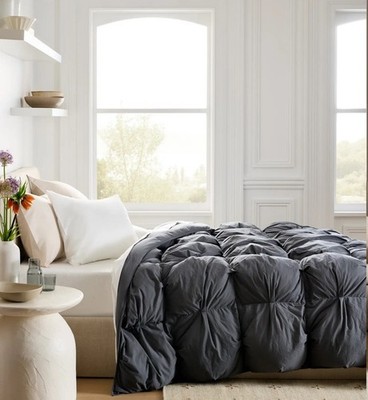 NWT Quince Organic Cotton Pintuck Comforter King Cal King Nightfall New Tags
