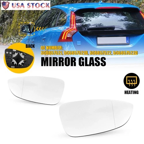 Driver & Passenger Mirror Glass For VW CC 2009-2017/Eos 2009-2016 Heated Convex