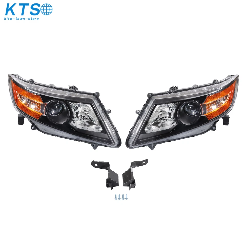 Par de faros delanteros halógenos esquineros ámbar negros para Honda Odyssey 2011-2017 Foto 2 de 4