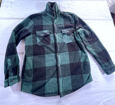 Freedom Foundry Super Plush Jacket Mens Medium Green Check Flannel Fleece Lined