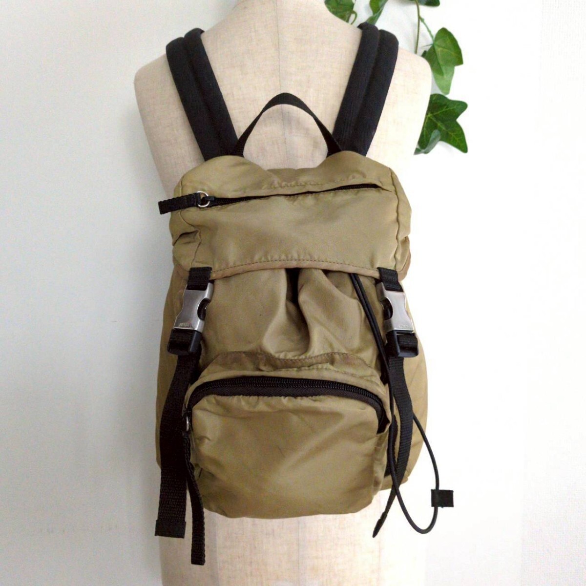 Prada Mini Backpack Drawstring Multifunction Black Nylon Vintage Authentic thumbnail 9